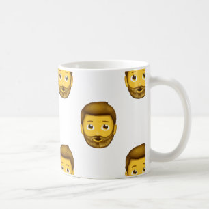 emojskäggig man kaffemugg