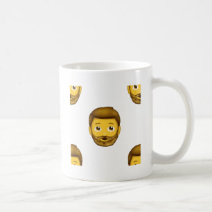 emojskäggig man kaffemugg