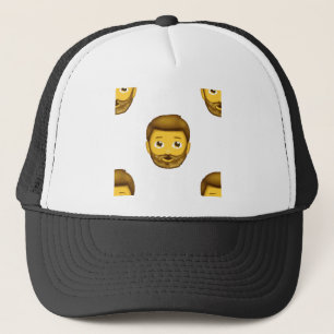 emojskäggig man truckerkeps