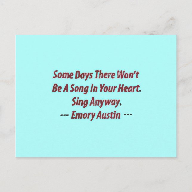 Emory Austin inspirational, Motivational Quote. Vykort (Framsida)