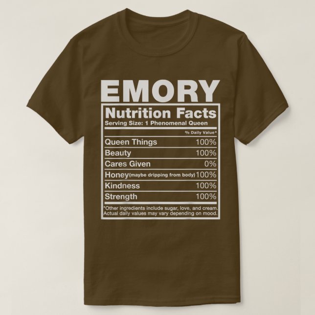 Emory Nutrition FactsEmory Namn Birthday T Shirt (Design framsida)