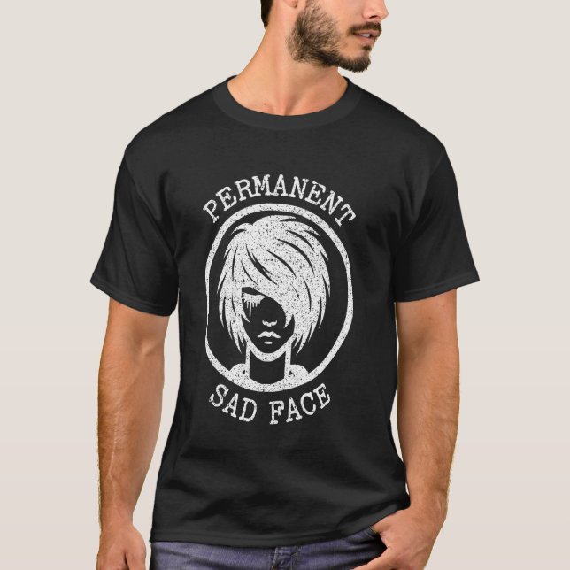 Emos Ansikte-uttrycksgrafik för permanent Ledsen T Shirt (Framsida)