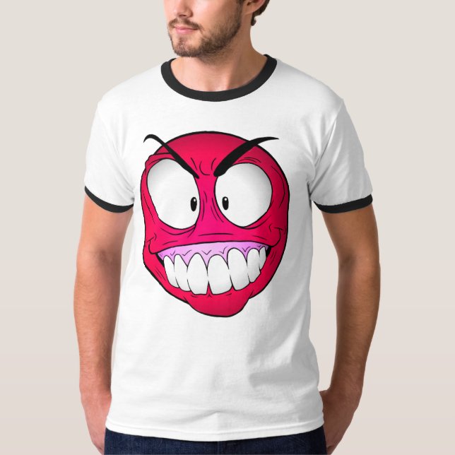 Emote Ansikte Manar apparBasic Ringer T-Shirt (Framsida)