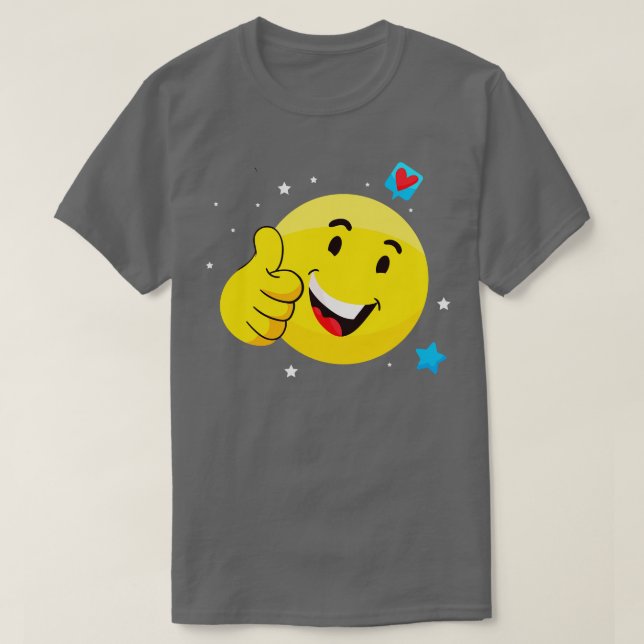Emote Smile Thumbs Up Emoticon Funny Ansikte T Shirt (Design framsida)