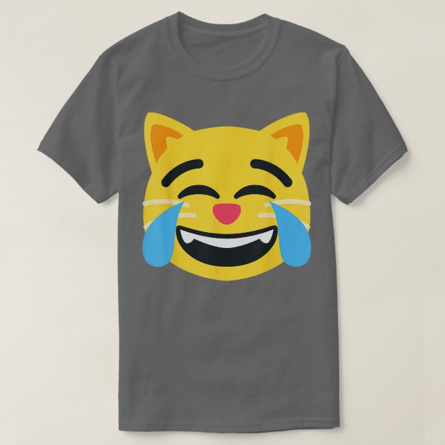 Emoticon Cat Ansikte med Tårar Joy T Shirt (Design framsida)