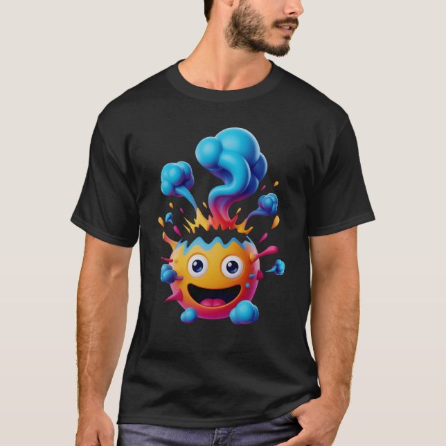 Emoticon Chockad Ansikte Exploderande Huvud Övervä T Shirt (Framsida)
