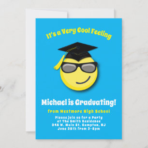 Emoticon Coola Sunglass Cute Studentfest Inbjudningar