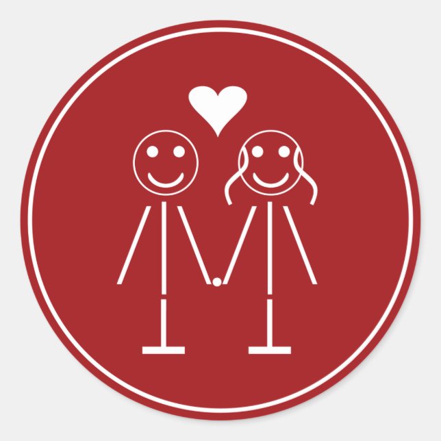 Emoticon Couple Runt Klistermärke (Framsida)