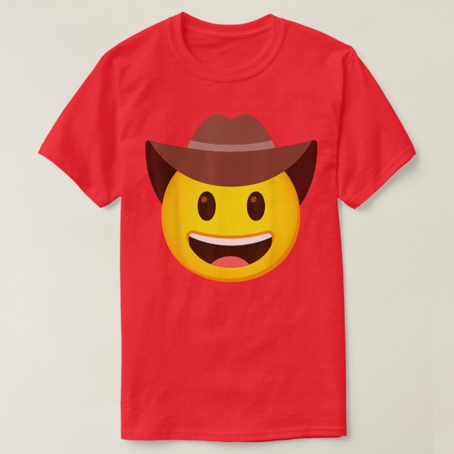 Emoticon Cowboy Hat Ansikte T Shirt (Design framsida)