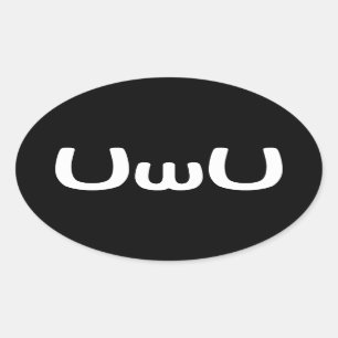 Emoticon för UwU lycklig Animeansikte Ovalt Klistermärke
