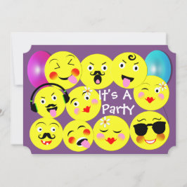 Emoticon Funny Cute Trendig Ansikte Party Inbjudningar