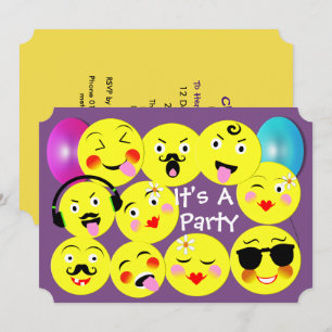 Emoticon Funny Cute Trendig Ansikte Party Inbjudningar