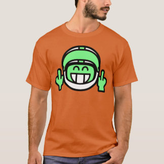 Emoticon Grin with Motorcycle Helmet Stinkfinger r T Shirt
