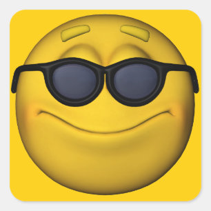 Emoticon med solglasögon fyrkantigt klistermärke