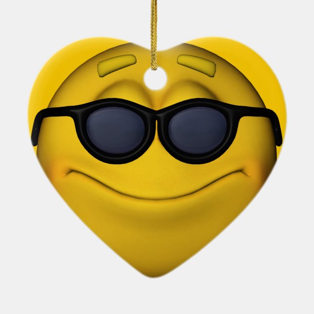 Emoticon med solglasögon julgransprydnad keramik (Baksidan)
