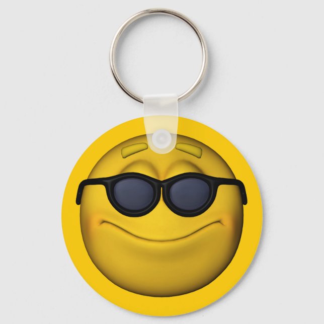 Emoticon med solglasögon nyckelring (Framsida)