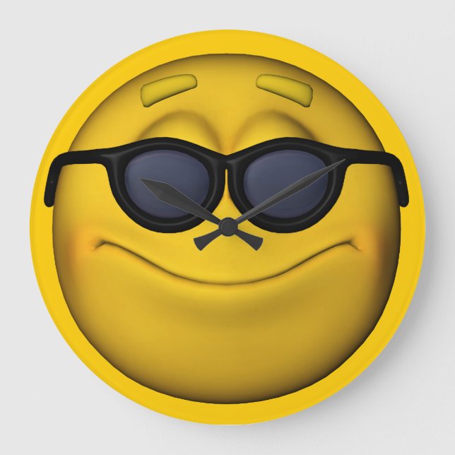 Emoticon med solglasögon stor klocka (Framsida)