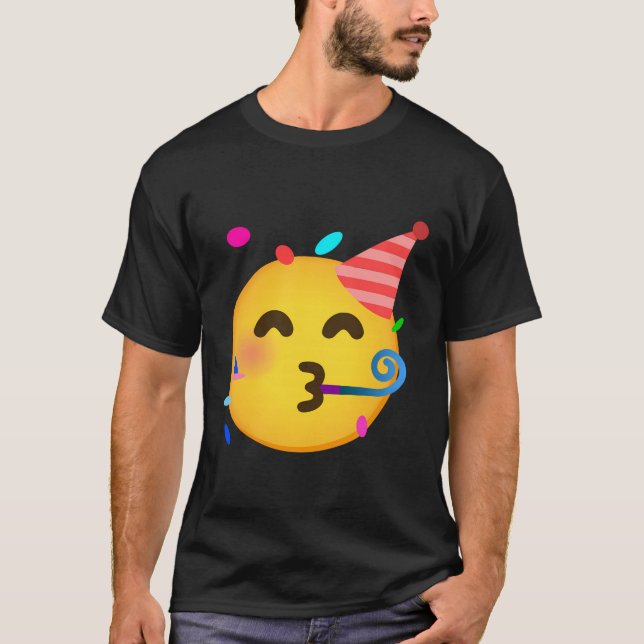 Emoticon Partying Ansikte Birthday T Shirt (Framsida)
