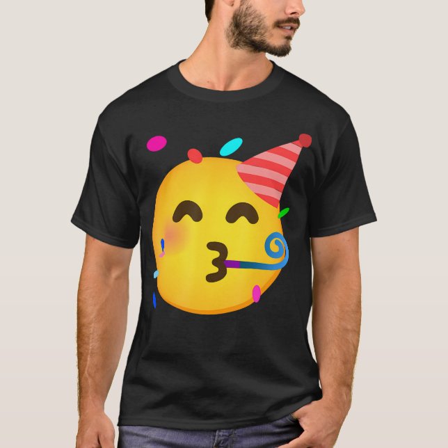Emoticon Partying Ansikte Birthday T-Shirt (Framsida)