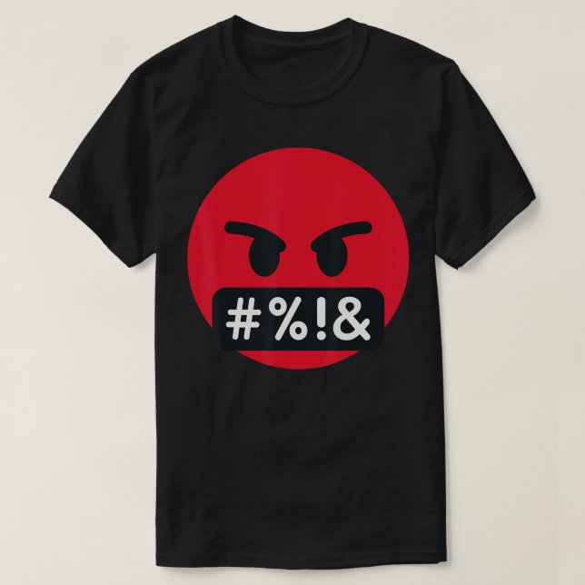 Emoticon Serious Ansikte med symboler som täcker m T Shirt (Design framsida)