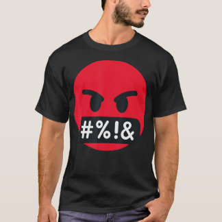Emoticon Serious Ansikte med symboler som täcker m T Shirt