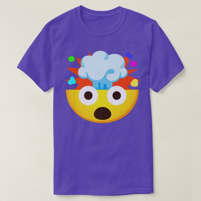 Emoticon Shocking Ansikte med Explocing Head Premi T Shirt (Design framsida)
