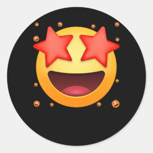 Emoticon Star Struck Star Ögon Smiling Ansikte Sta Runt Klistermärke