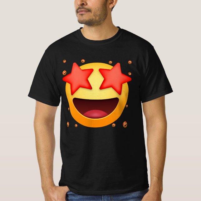 Emoticon Star Struck Star Ögon Smiling Ansikte Sta T Shirt (Framsida)