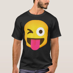 Emoticon Winking Ansikte med Tunga och Wi-Fi i avs T Shirt