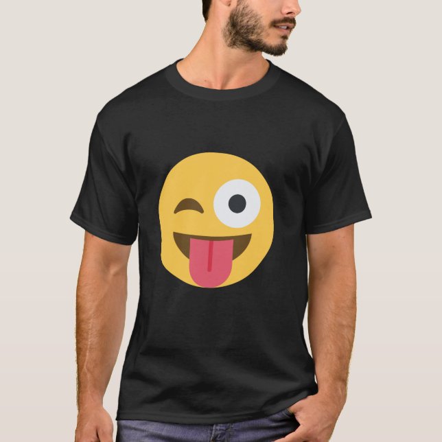 Emoticon winking ansikte med tunga t shirt (Framsida)