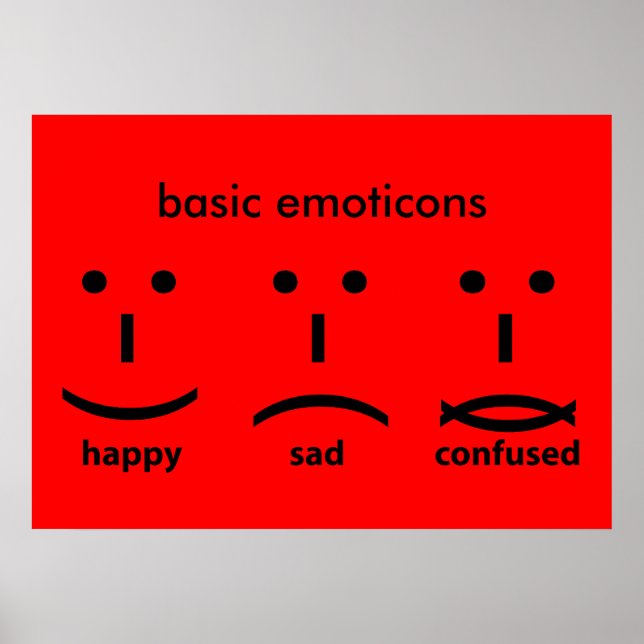 Emoticoner, Lycklig, Ledsen och förvirrade Poster (Framsidan)