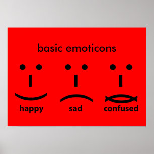 Emoticons lycklig, ledset och förvirrat poster