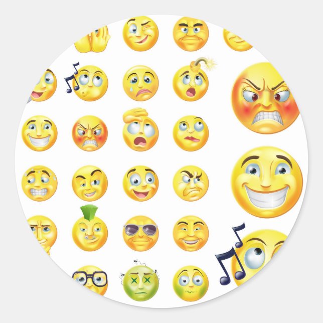 Emoticons Runt Klistermärke (Framsida)