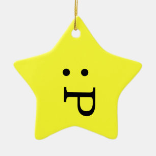 Emoticonstjärnaprydnad - tunga som ut klibbar julgransprydnad keramik