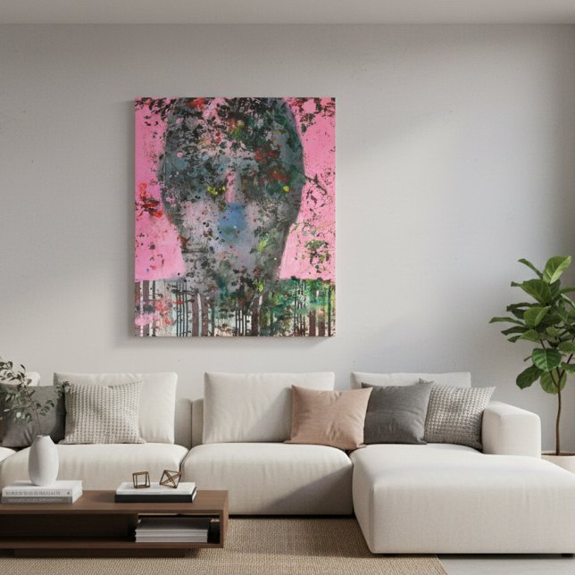  Emotion: Abstrakten Ansikte i Rosa Canvas (Skapare uppladdad)