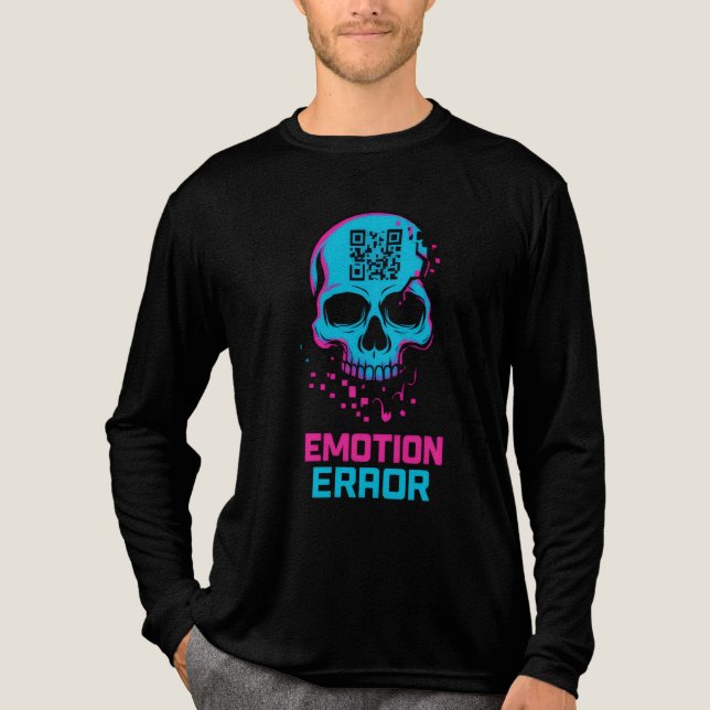 Emotion Error Glitch Skull Graphic Long Sleeve T-S T Shirt (Framsida)