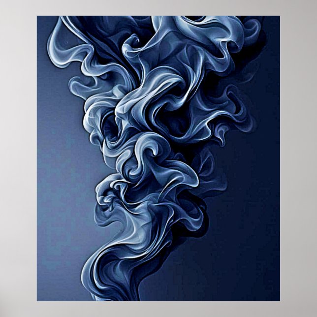 Emotional Blue Smoke Art Poster (Framsidan)