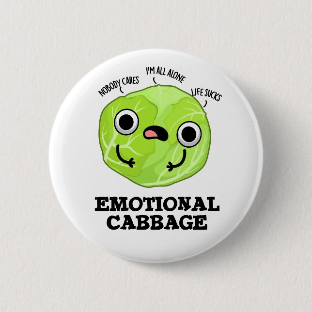 Emotional Cabbage Funny Veggie Pun Knapp (Framsida)
