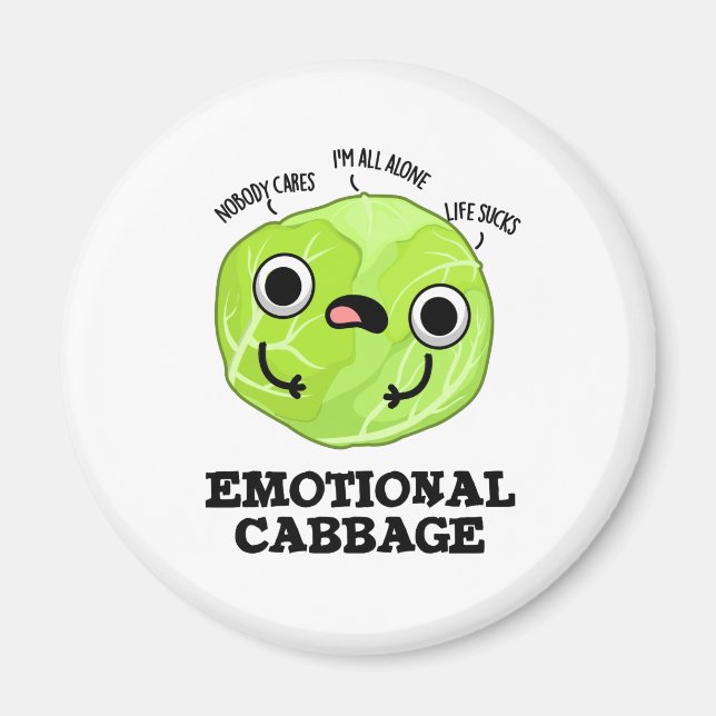 Emotional Cabbage Funny Veggie Pun Magnet (Framsidan)