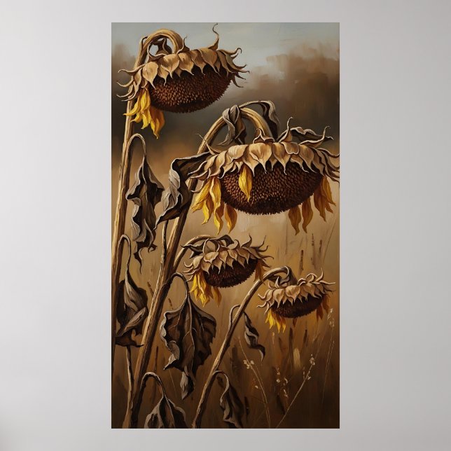 Emotional Drying Sunflower Art Poster (Framsidan)