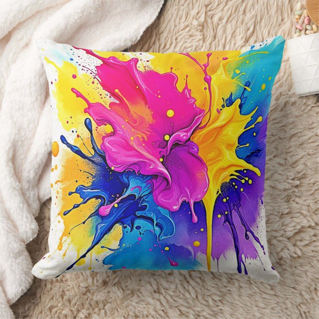 Emotional Färg Stänk Art Kudde (Filt)