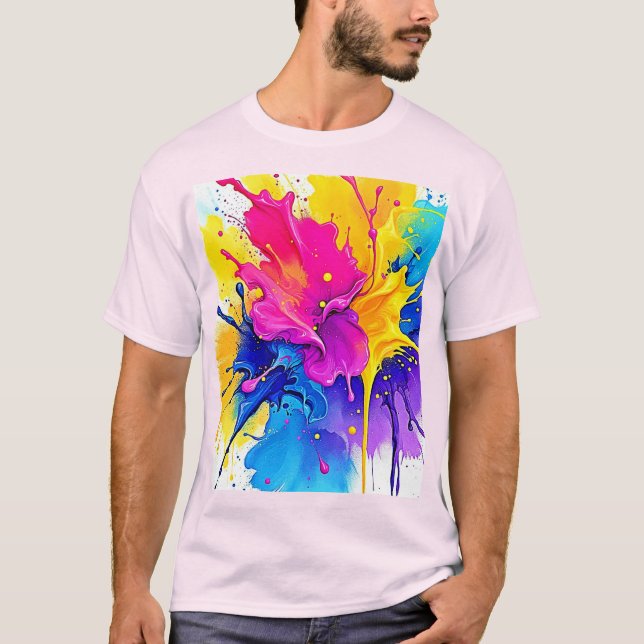 Emotional Färg Stänk Art T Shirt (Framsida)