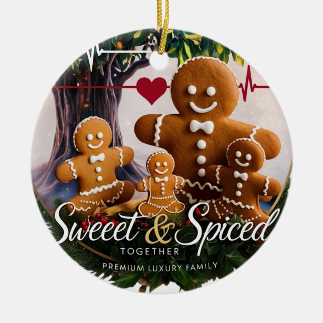 Emotional Luxury Gingerbread Family Heartbeat  Julgransprydnad Keramik (Framsidan)