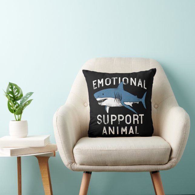 Emotional Support Animal Funny Scary Shark Pun Hum Kudde (Stol)