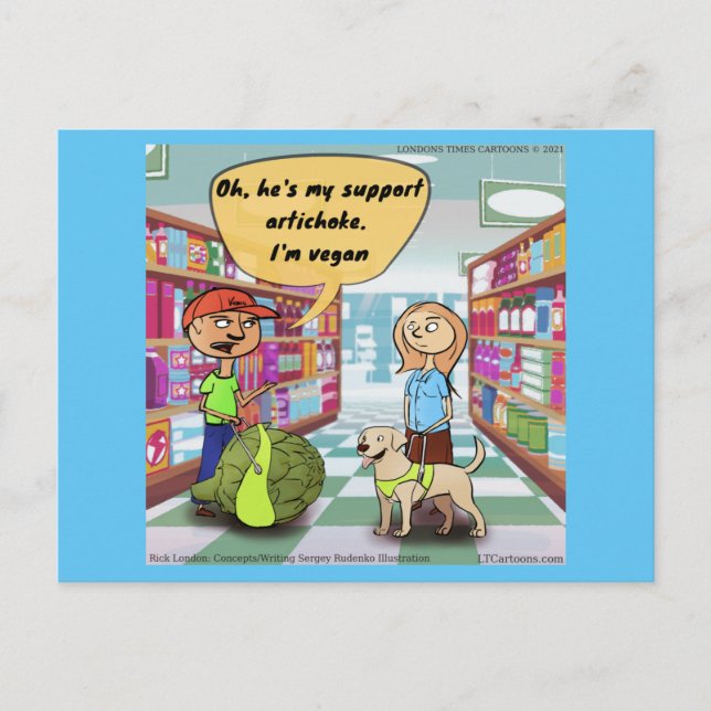Emotional Support Artichoke Rick London Tecknad Vykort (Framsida)