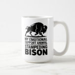 Emotional Support Bison Neurodivergent Humor Kaffemugg<br><div class="desc">For those mornings when serenity isn’t on the menu- just caffeine and chaos. This ceramic coffee mug features a charging bison under the brutally relatable slogan “My Emotional Support Animal Is a Stampeding Bison.” It’s a mental health meme made for ADHD mornings, anxious afternoons, and anyone whose inner peace has...</div>