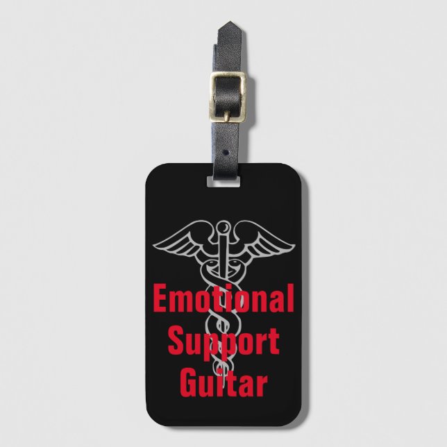 Emotional Support Guitar Funny Luggage Tag Bagagebricka (Framsida vertikal)