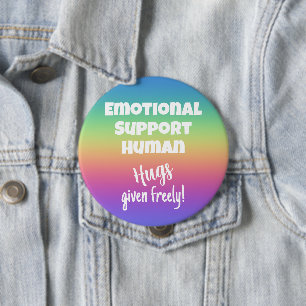 Emotional Support Human Hugs Rainbow Button Knapp