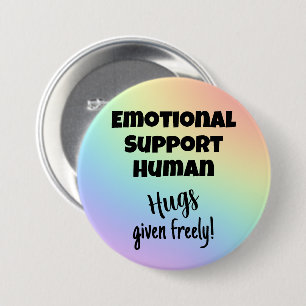 Emotional Support Human Hugs Rainbow Button Knapp