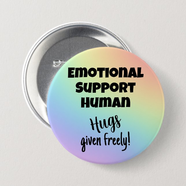 Emotional Support Human Hugs Rainbow Button Knapp (Framsida & baksida)